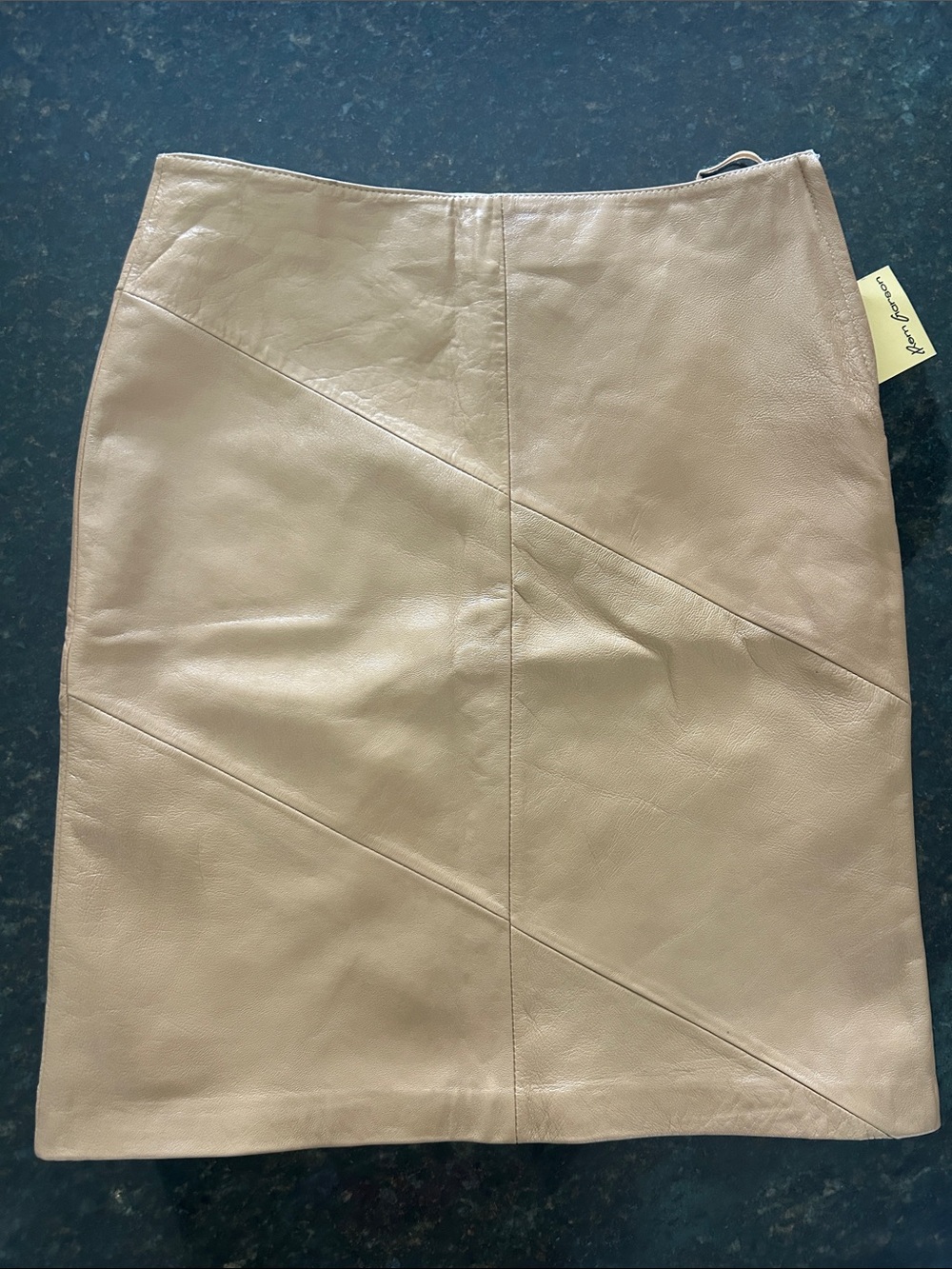 NWT Rem Garson Vintage Tan Leather Pencil Skirt